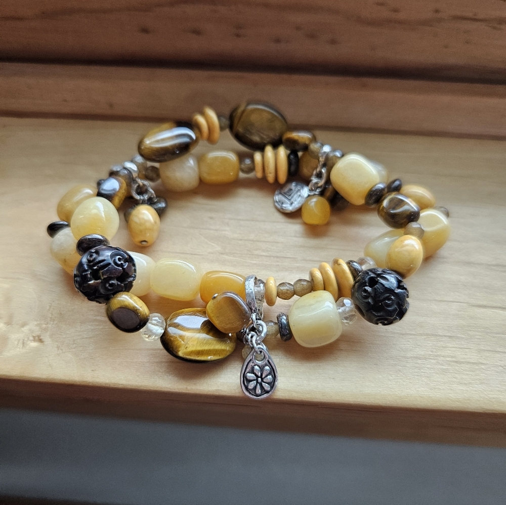 Silpada .925 Sterling Silver and Tiger's Eye Stretch Bracelet